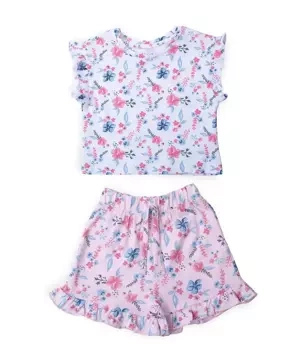 Sinsay Komplet dziewczęcy w kwiaty, 2-częściowy: szorty i koszulka