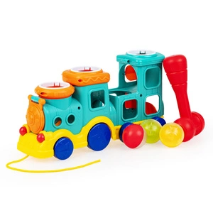 Pociąg PUK PUK, zabawka do ciągnięcia, dla dzieci, 12 m+, Tuli Fun, Dumel