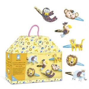 Zestaw kreatywny do tworzenia biżuterii Brokatowe spinki Egzotyczne zwierzęta 5+, Janod