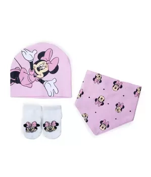 Sinsay Komplet niemowlęcy dziewczęcy 3-elementowy, czapeczka, chusta, skarpetki