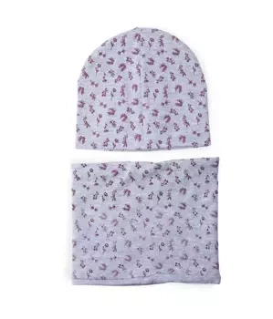 Sinsay Czapka i komin z motywem kwiatowym