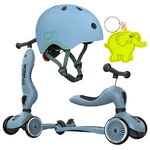 Zestaw: Scoot and Ride HK1 2w1 jeździk i hulajnoga dla dzieci 1-5 lat, kolor: Steel + kask rozm. XXS-S