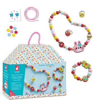 Zestaw kreatywny do tworzenia biżuterii z drewna Ogród kwiatów 4+, Janod