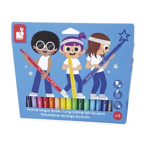 Zestaw kreatywny - Flamastry z filcową końcówką 18 kolorów, 3 lata+, Janod