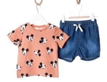 H&M Komplet dziewczęcy bluzka i jeansowe szorty, z motywem Myszki Minnie