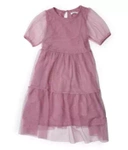 Sinsay Sukienka babydoll z tiulem i brokatem