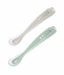 Zestaw 2 łyżeczek silikonowych w podróżnym etui 4 m+ Sage Green, Beaba
