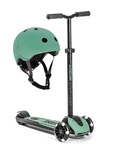 Zestaw: Scoot and Ride HK5 Hulajnoga dla dzieci 5+ trójkołowa z kółkami LED, kolor: Forest + kask rozm. S-M