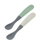 Zestaw 2 łyżeczek silikonowych w podróżnym etui 4 m+ Mineral grey/Sage green, Beaba