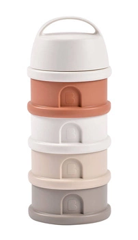 Pojemniki na mleko w proszku 4 komory (4x110ml) cotton white/terracotta 0 m+, Beaba