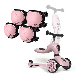 Zestaw: Scoot and Ride HK1 2w1 jeździk i hulajnoga dla dzieci 1-5 lat, kolor: Rose + ochraniacze rozm. XXS
