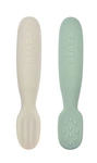 Zestaw 2 silikonowych łyżeczek-gryzaków Sage green/velvet grey 4 m+, Beaba