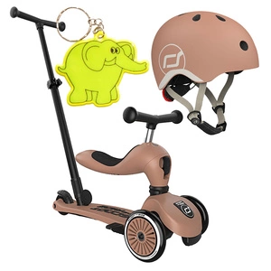 Zestaw: Scoot and Ride HK1 Push and Go 2w1 jeździk i hulajnoga dla dzieci 1-5 lat, kolor: Mocha + kask rozm. XXS-S