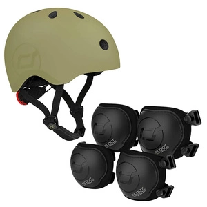 Zestaw: Scoot and Ride Kask dla dzieci 3+ rozm. S-M, kolor: Oive + ochraniacze rozm. S, kolor Black