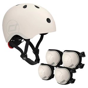 Zestaw: Scoot and Ride Kask dla dzieci 3+ rozm. S-M, kolor: Ash + ochraniacze rozm. S